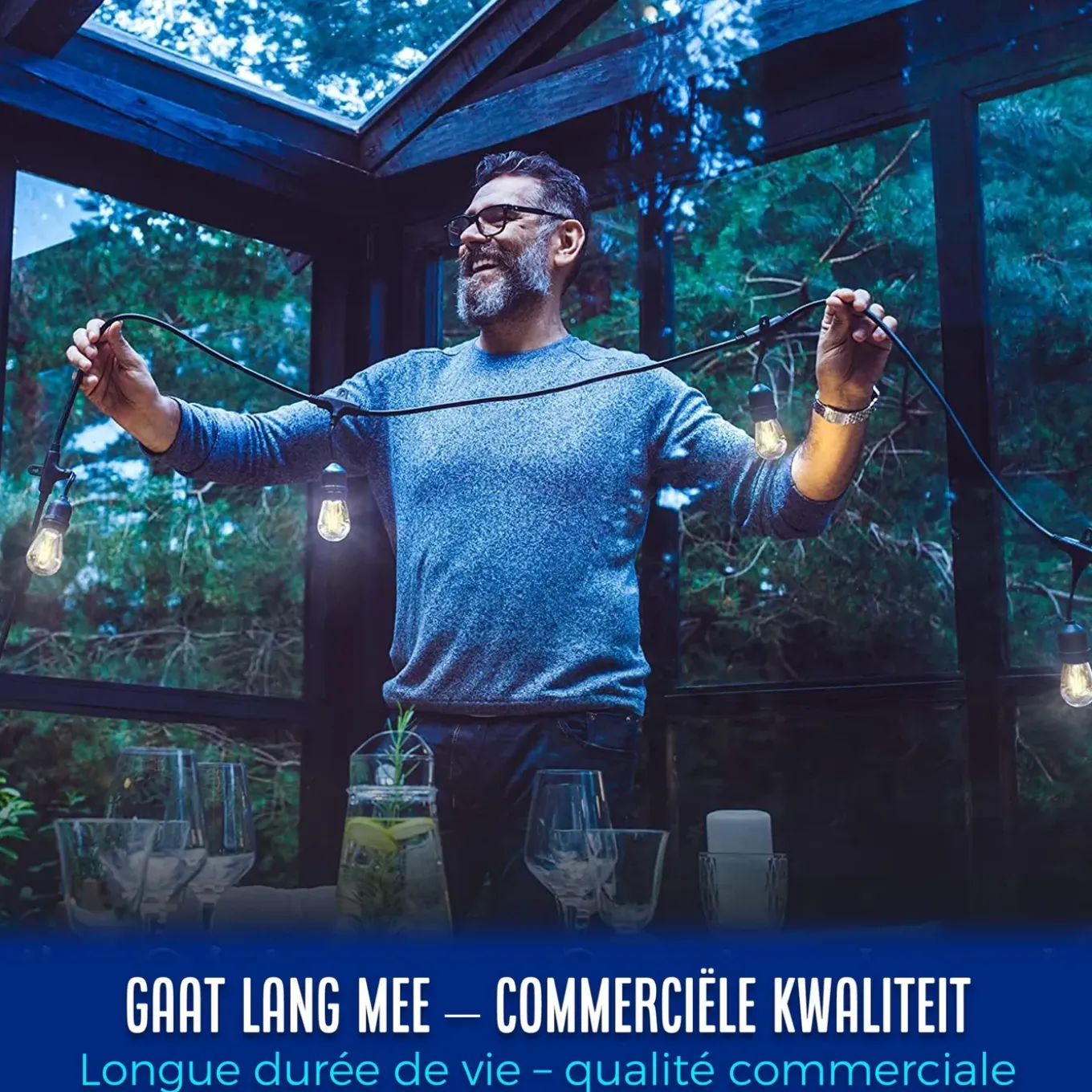 Solar Lichtsnoer Buiten - 8,5 Meter - 12 LED Lampen - Zonne-energie & Stekker - IP65 - Classic