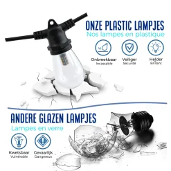 Silverline Solar Lichtsnoer Buiten - 8,5 Meter - 12 LED Lampen - Zonne-energie & Stekker - IP65 - Plug-In