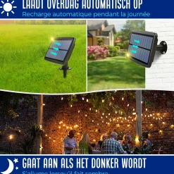 Silverline Solar Lichtsnoer Buiten - 8,5 Meter - 12 LED Lampen - Zonne-energie & Stekker - IP65 - Plug-In