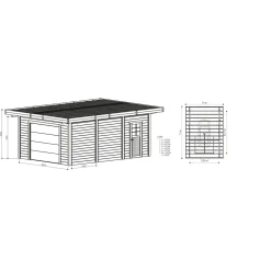 Solid Garage S7756 met Roldeur - 21m2 - 390x540x250cm