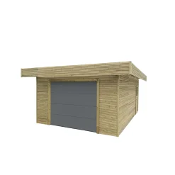 Solid Superia - Carport Garage - Geïmpregneerd Vurenhout - Sectionale Garagedeur - 35,4 m² - 506,4x699,4cm