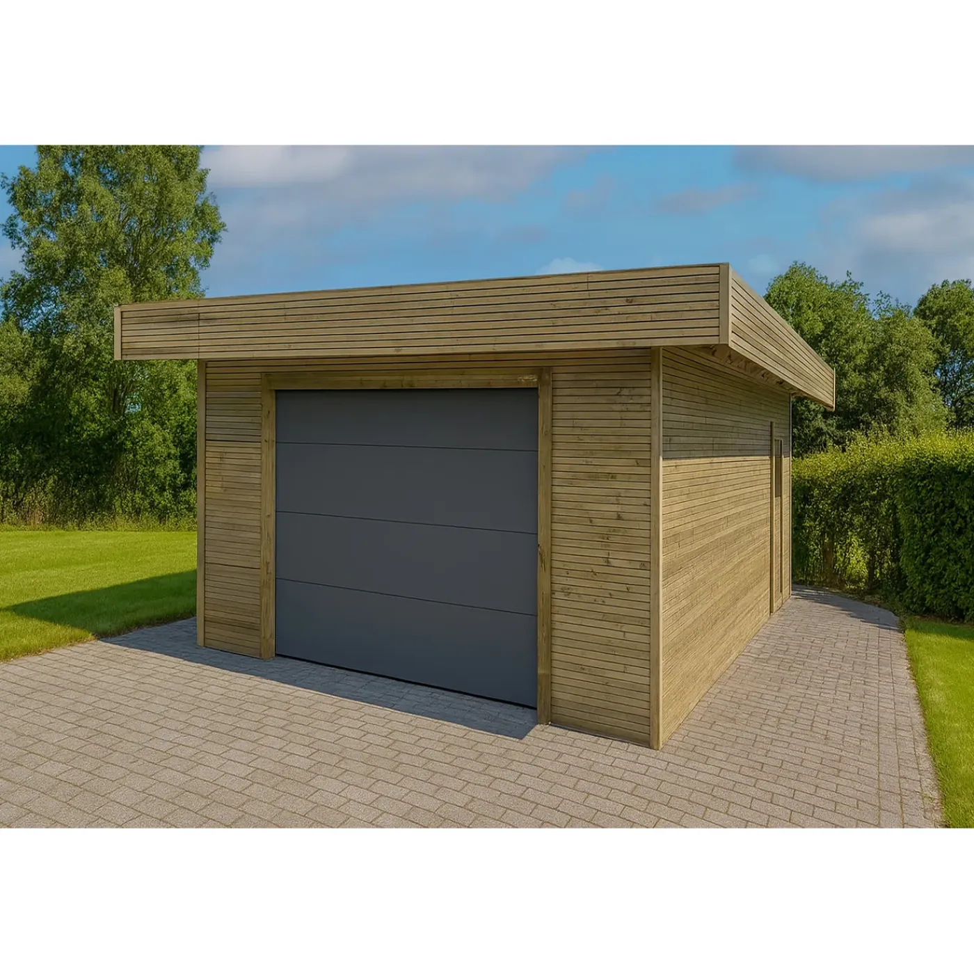Solid Superia - Carport Garage - Geïmpregneerd Vurenhout - Sectionale Garagedeur - 35,4 m² - 506,4x699,4cm