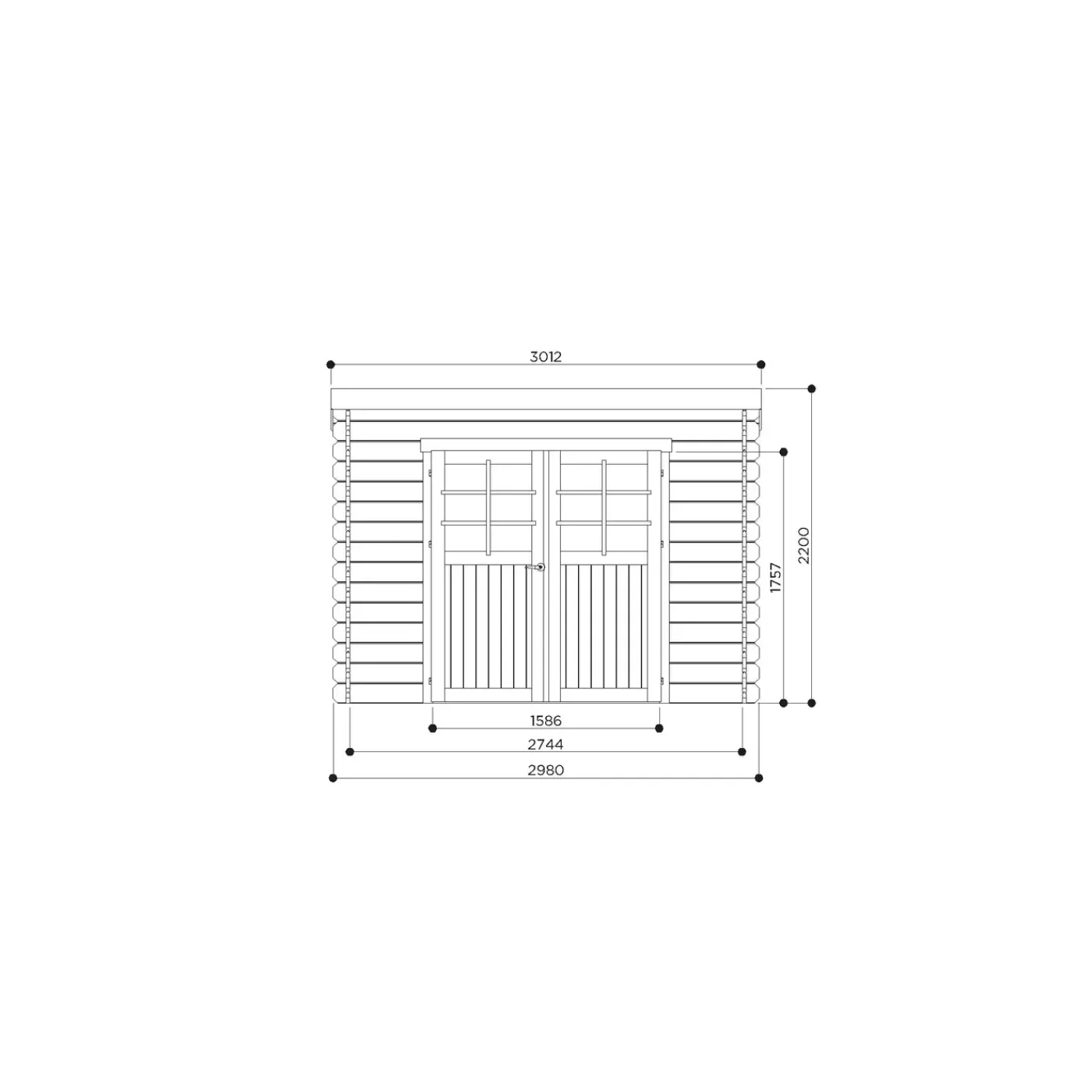 Solid Superia Modern Brest Tuinhuis - Vuren - Geïmpregneerd - 298x298x220cm