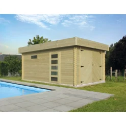 Solid Superia Modern Wood Garage - Geïmpregneerd Hout - Plat Dak - 358x538x256,8cm