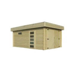 Solid Superia Modern Wood Garage - Geïmpregneerd Hout - Plat Dak - 358x538x256,8cm