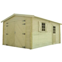 Solid Superia Traditional Wood Garage - Geïmpregneerd Hout - Zadeldak - 358x538x264cm