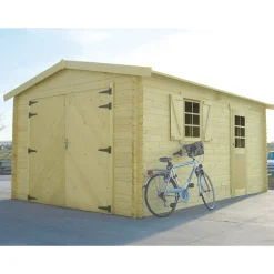 Solid Superia Traditional Wood Garage - Geïmpregneerd Hout - Zadeldak - 358x538x264cm