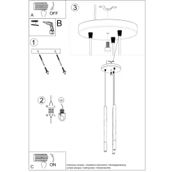 Sollux Lighting Hanglampen Mozaica Zwart/chroom Staal
