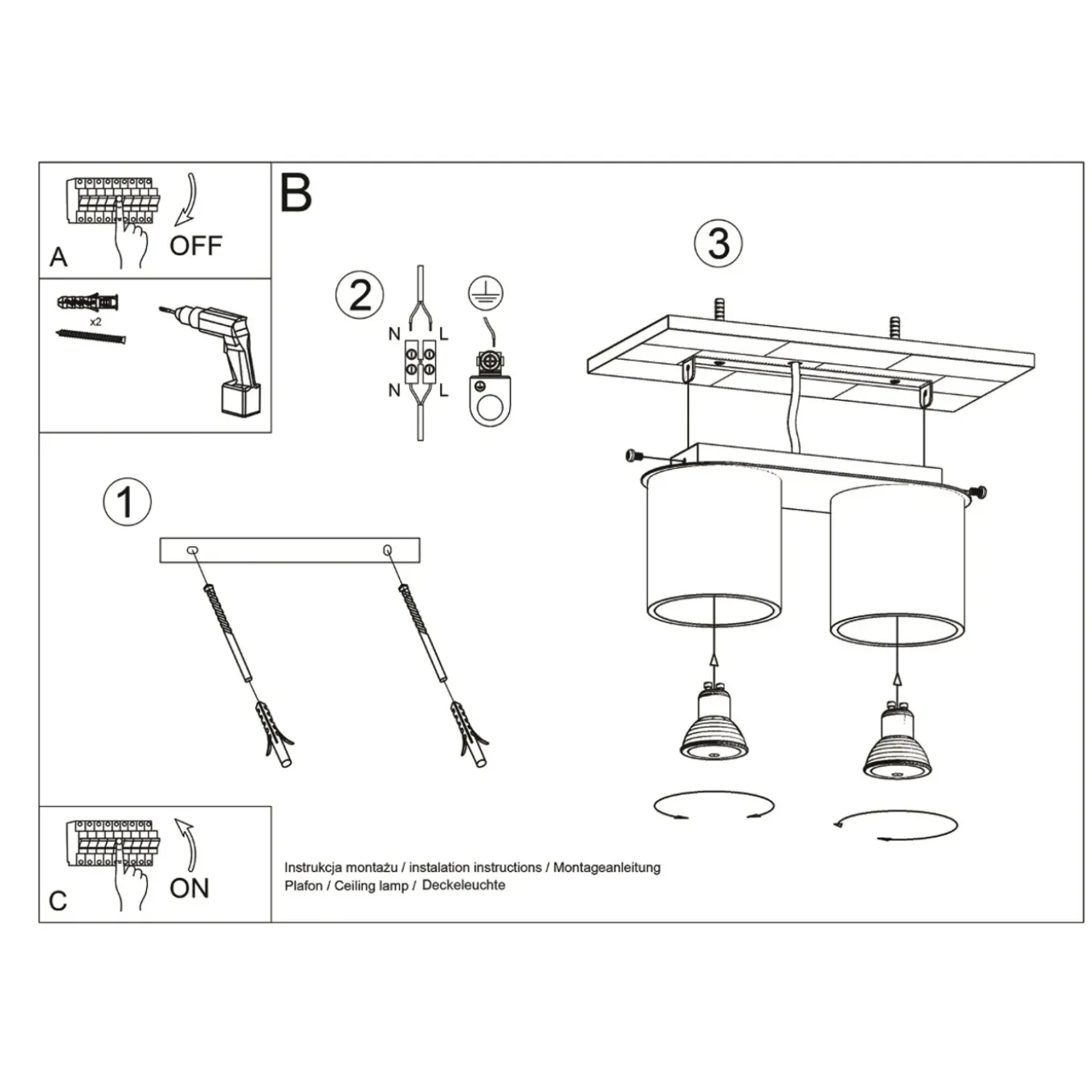 Sollux Lighting Plafondlampen Orbis Zwart Aluminium
