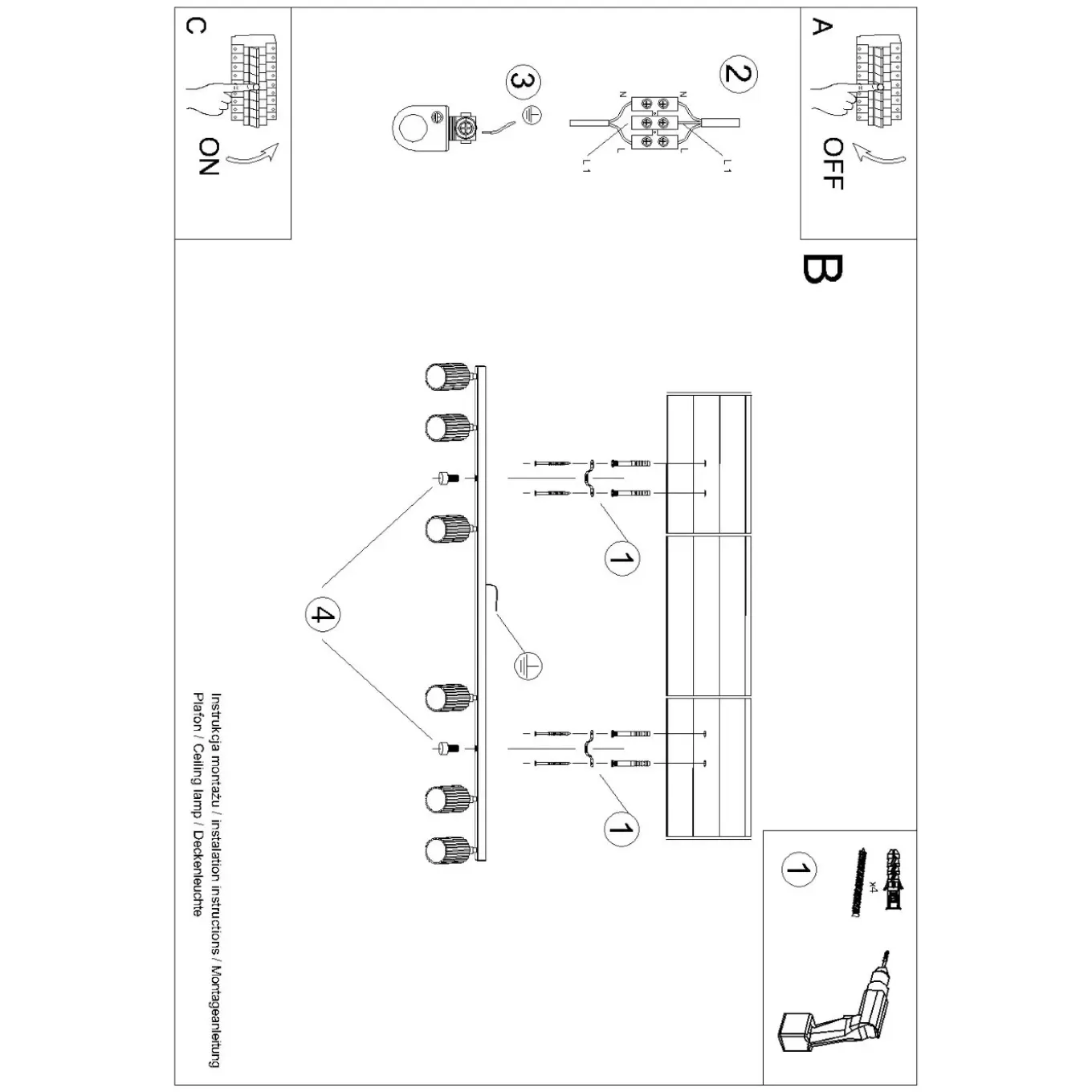 Sollux Lighting Plafondlamp Karbon Wit Aluminium