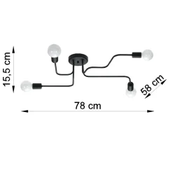 Sollux Lighting - Plafondlamp - Vector Zwart Staal