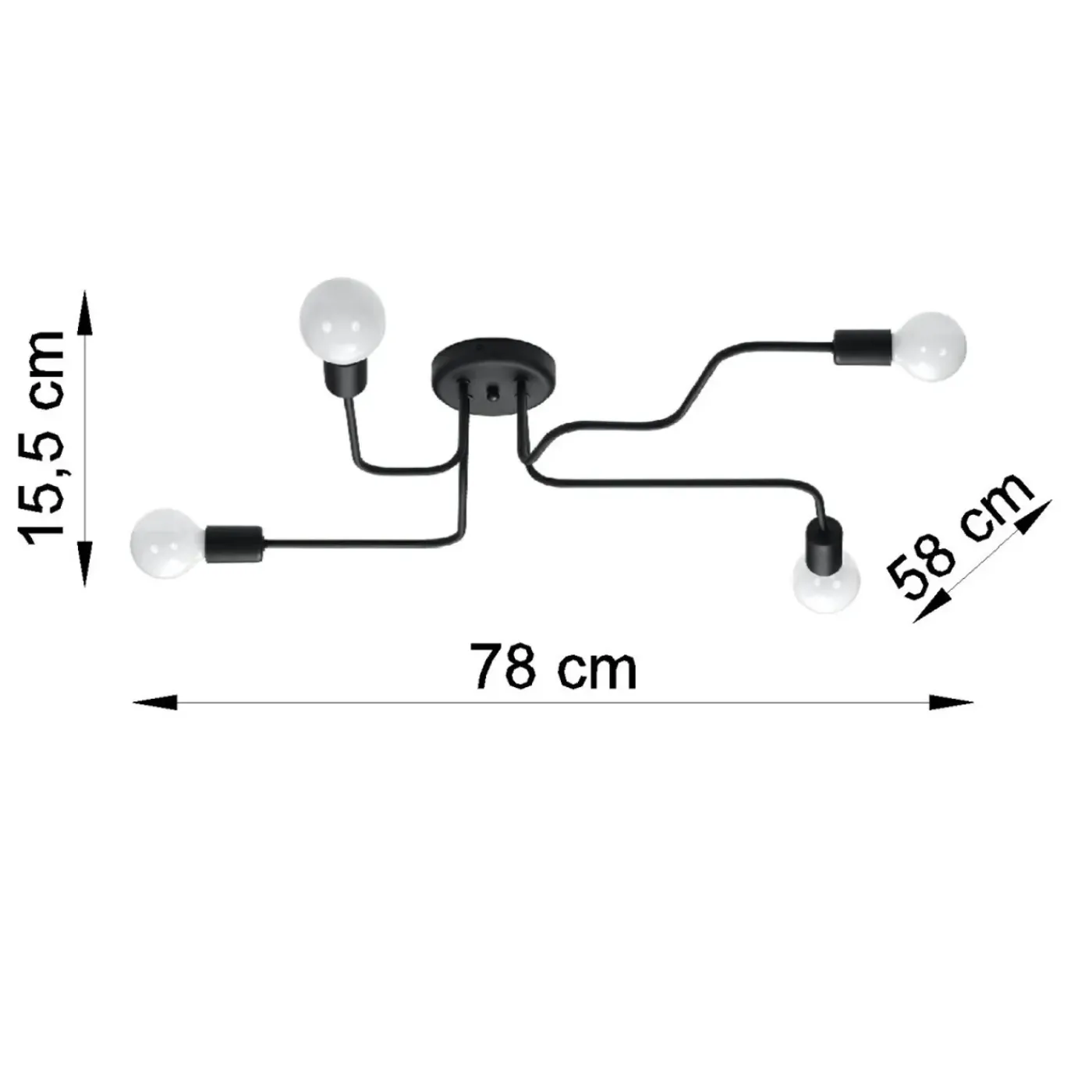 Sollux Lighting - Plafondlamp - Vector Zwart Staal
