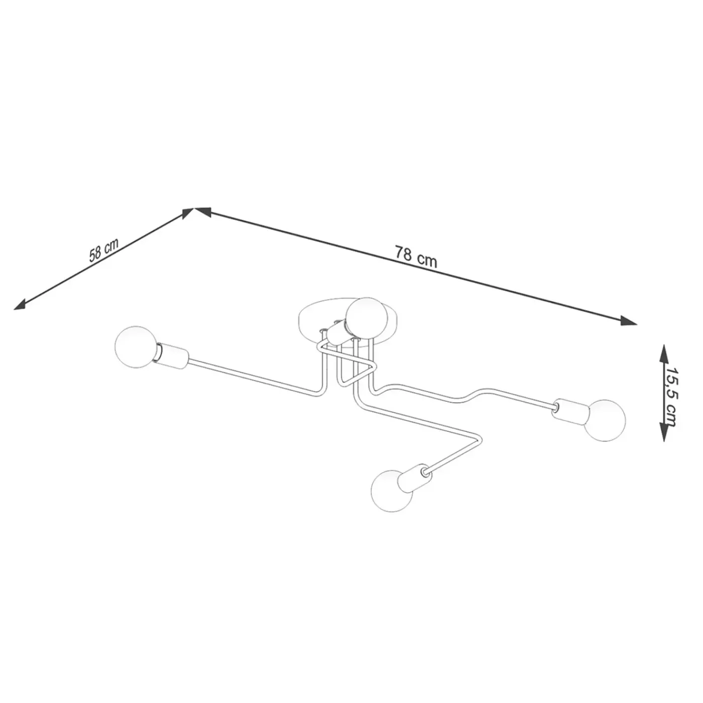 Sollux Lighting - Plafondlamp - Vector Zwart Staal