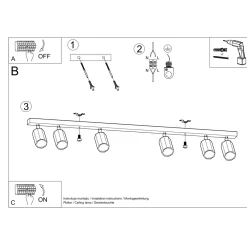 Sollux Lighting - Plafondlamp - Xenor 6 Eik Led 4000k