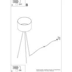 Sollux Lighting - Staande Lamp - Nevia Marineblauw/zwart Stof/pvc/staal