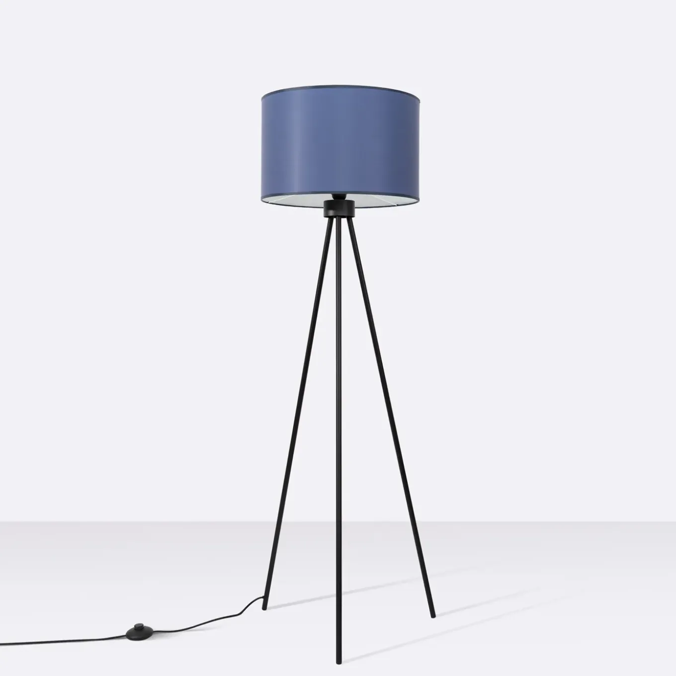 Sollux Lighting - Staande Lamp - Nevia Marineblauw/zwart Stof/pvc/staal