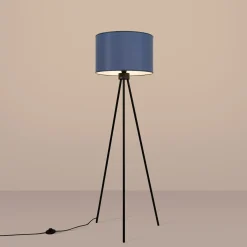 Sollux Lighting - Staande Lamp - Nevia Marineblauw/zwart Stof/pvc/staal