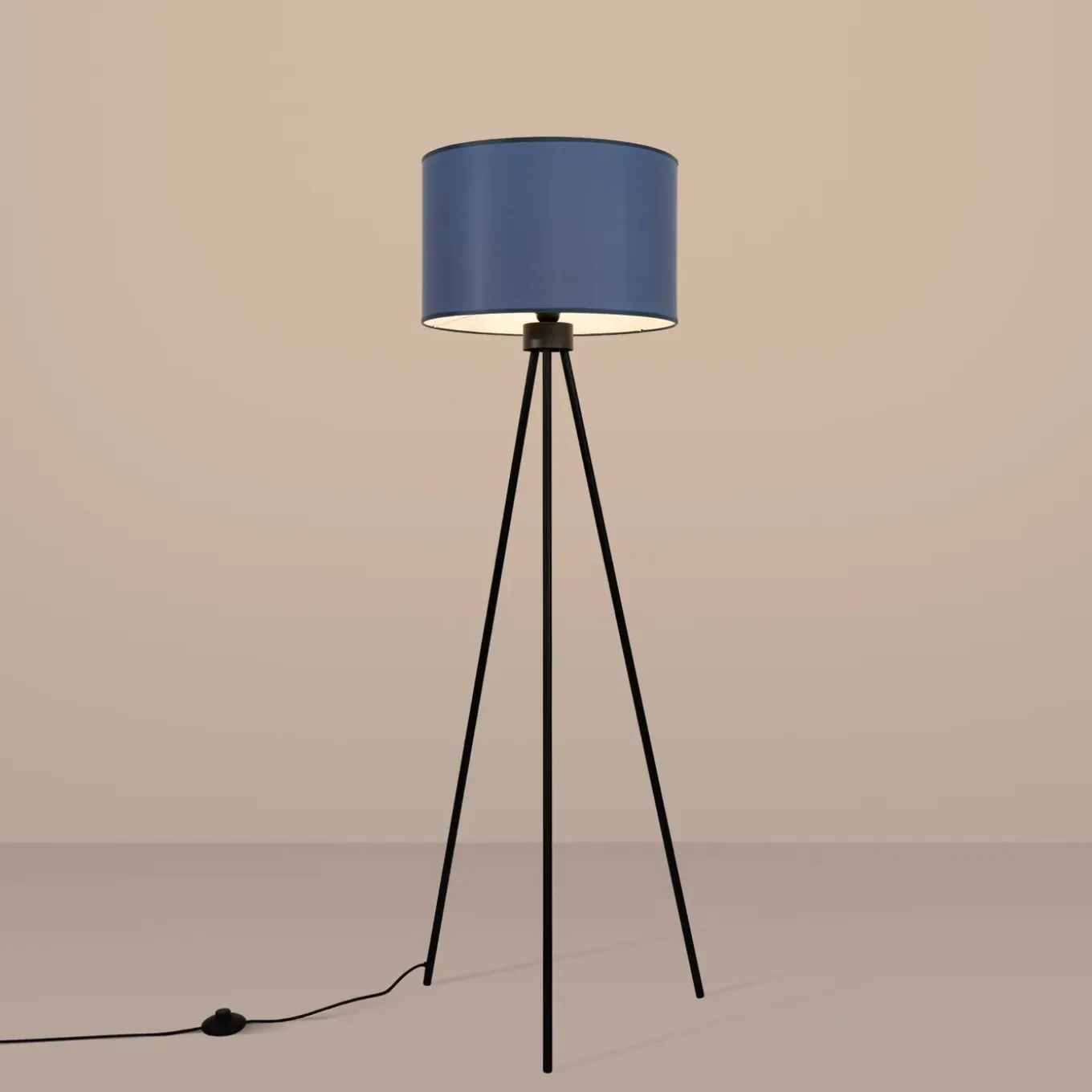 Sollux Lighting - Staande Lamp - Nevia Marineblauw/zwart Stof/pvc/staal