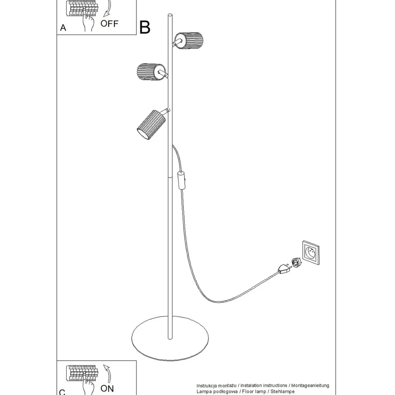 Sollux Lighting Vloerlampen Karbon Zwart Aluminium