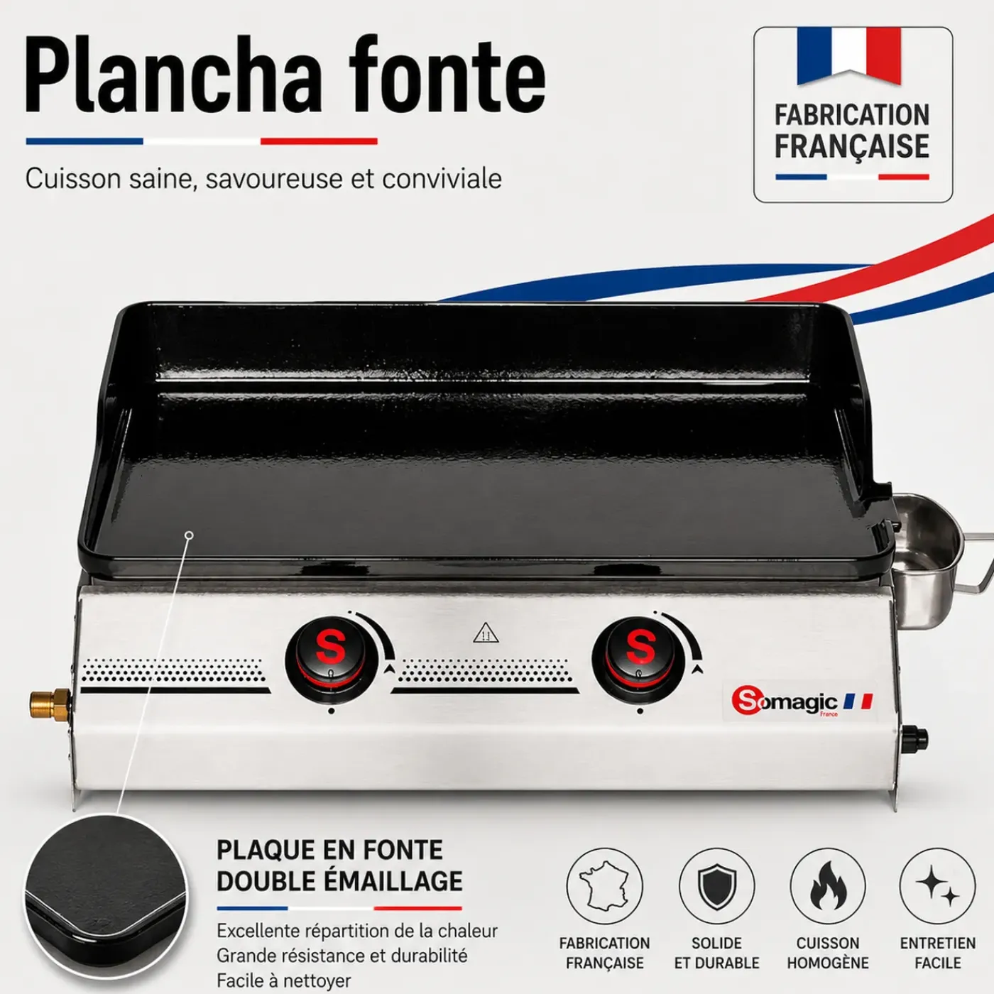 SOMAGIC Gas Bakplaat So Premium 2 Branders 7kw