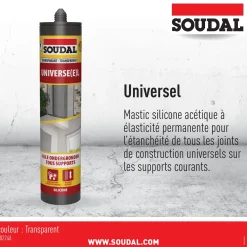 Soudal voegkit silicone Universeel transparant 300 ml