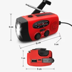 Soundlogic Noodradio Op Zonne-energie Met Powerbank 2000 Mah En Led-zaklamp - Rood