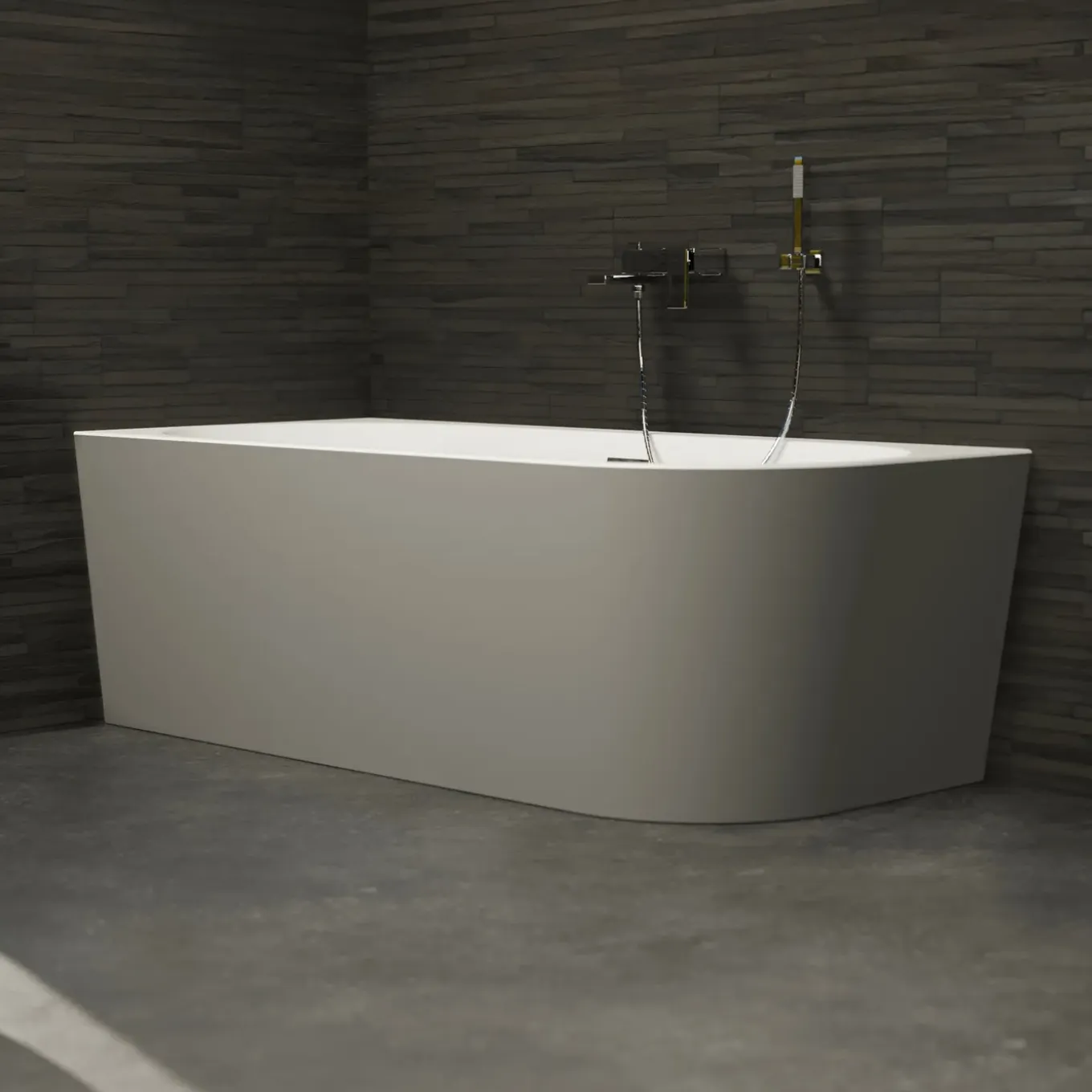 Spalina - Vrijstaand Bad - Capri 160 Gauche Grise 160 X76 X58 Cm - Grijs