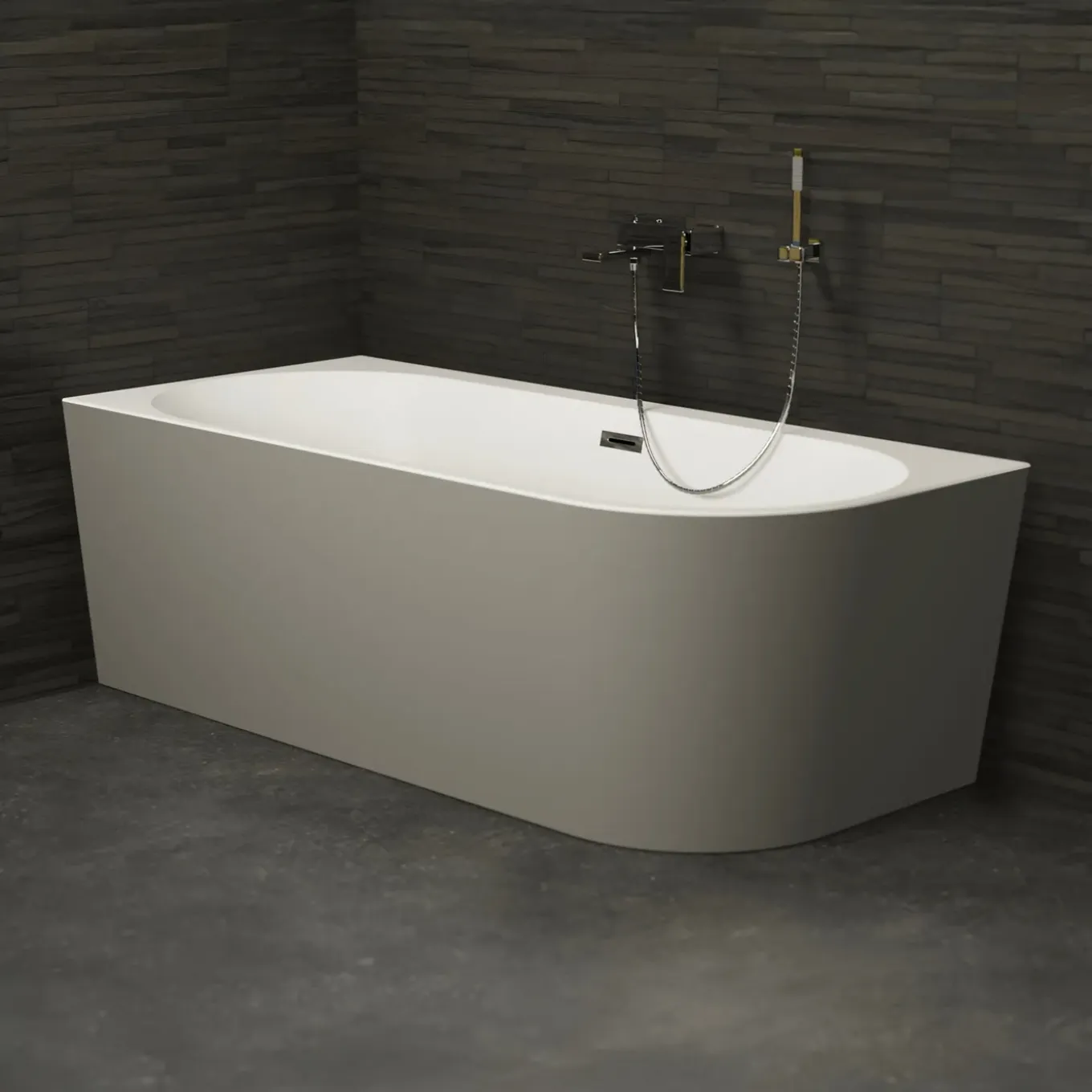 Spalina - Vrijstaand Bad - Capri 160 Gauche Grise 160 X76 X58 Cm - Grijs