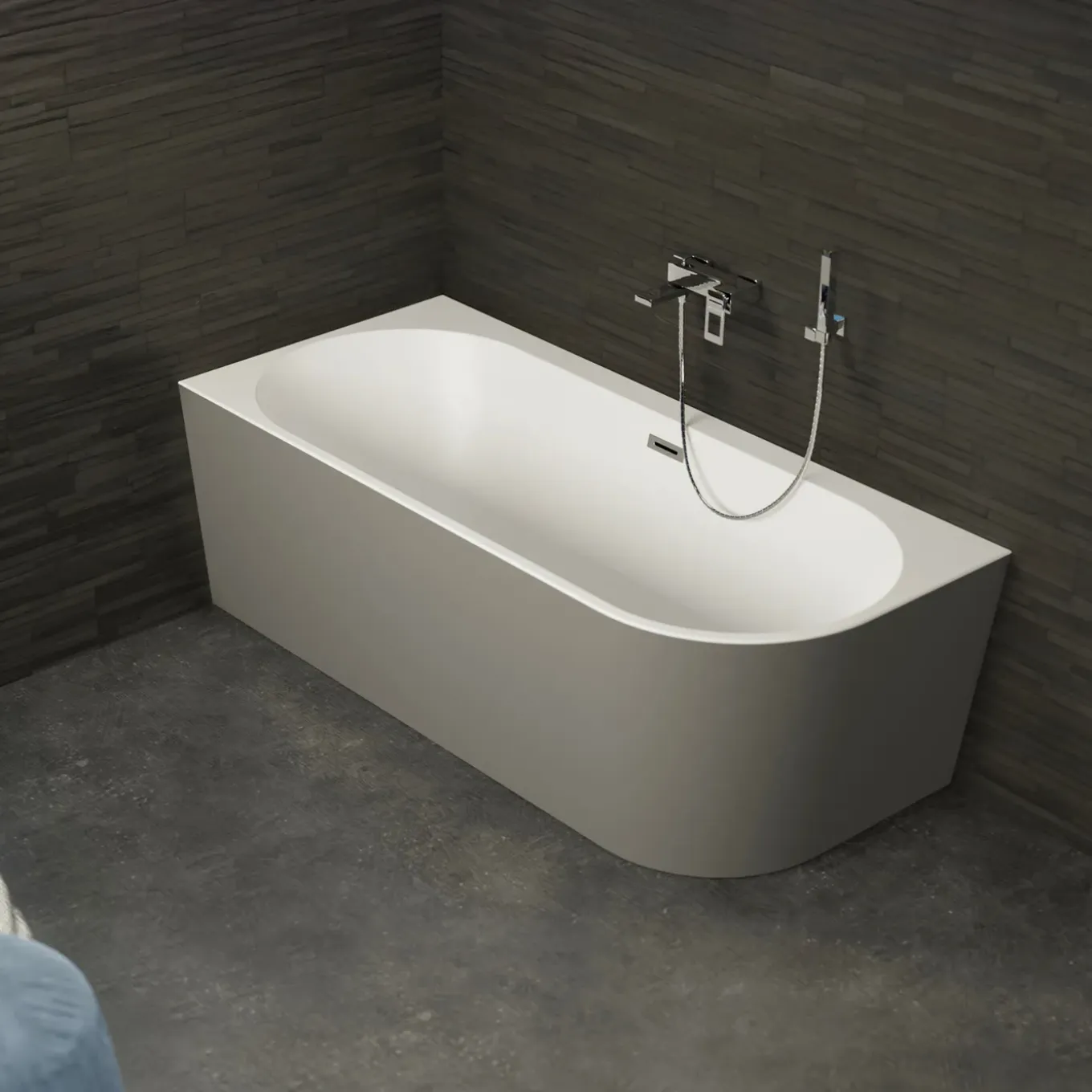 Spalina - Vrijstaand Bad - Capri 160 Gauche Grise 160 X76 X58 Cm - Grijs