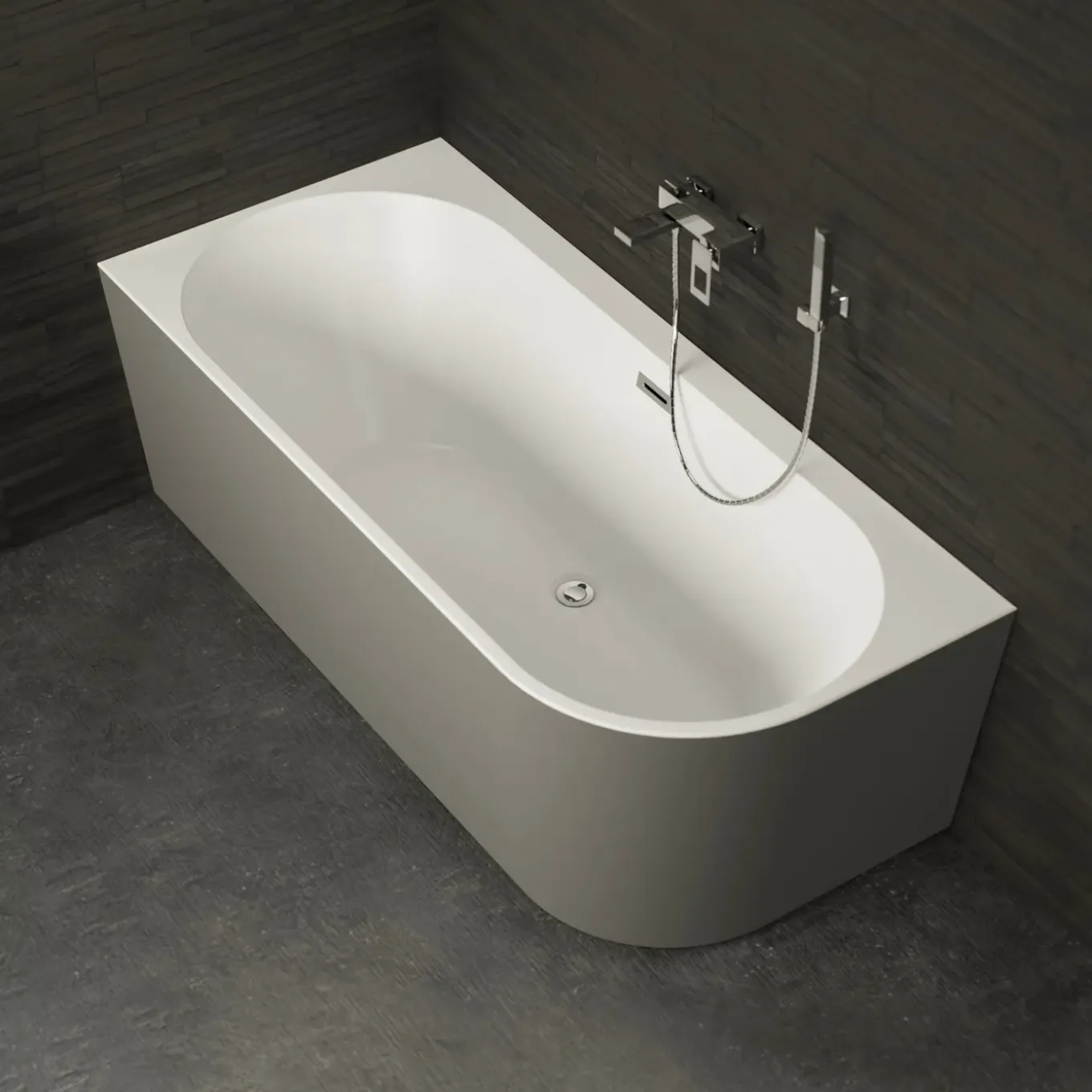 Spalina - Vrijstaand Bad - Capri 160 Gauche Grise 160 X76 X58 Cm - Grijs