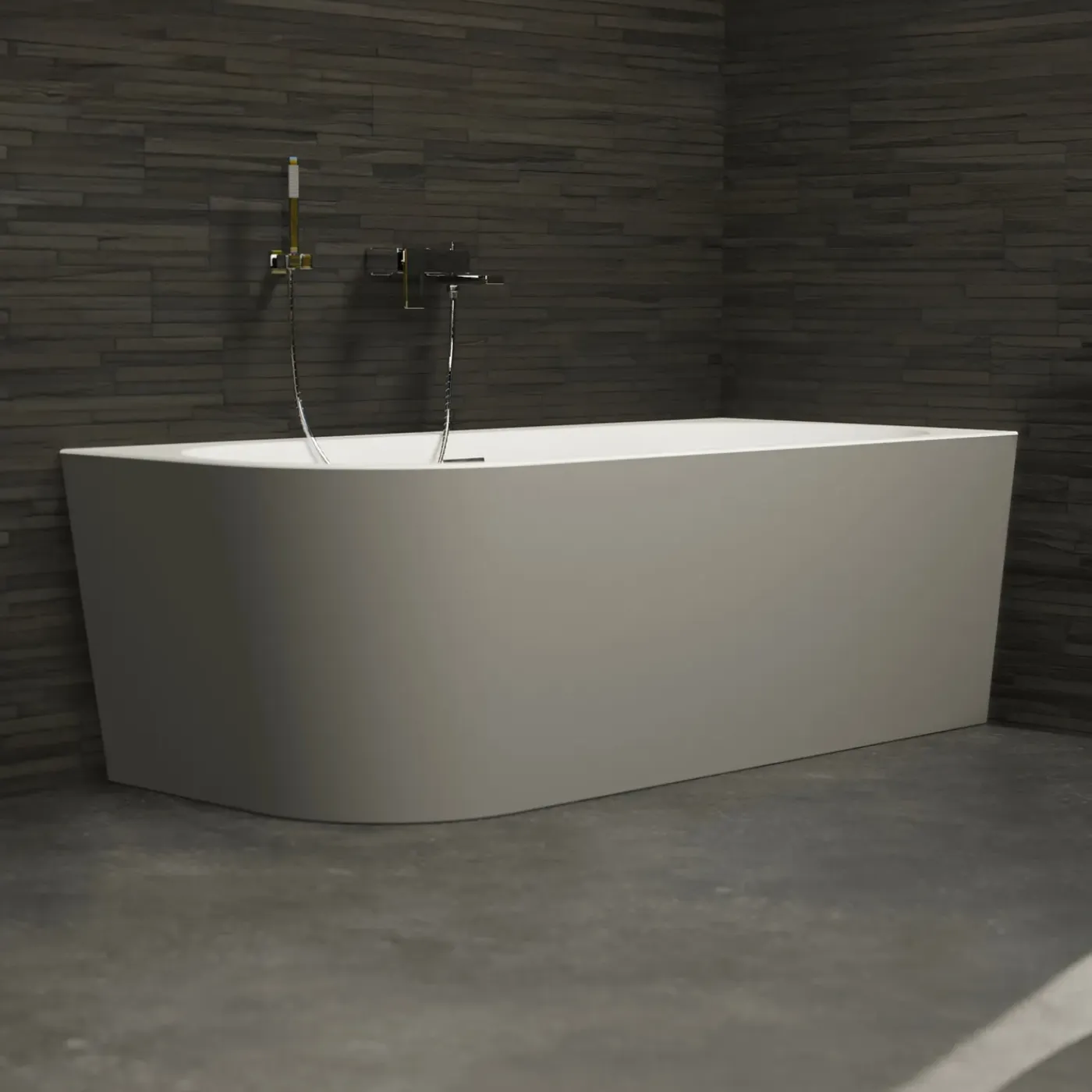 Spalina Paris Spalina - Vrijstaand Bad - Capri 160 Droite Grise 160 X76 X58 Cm - Grijs