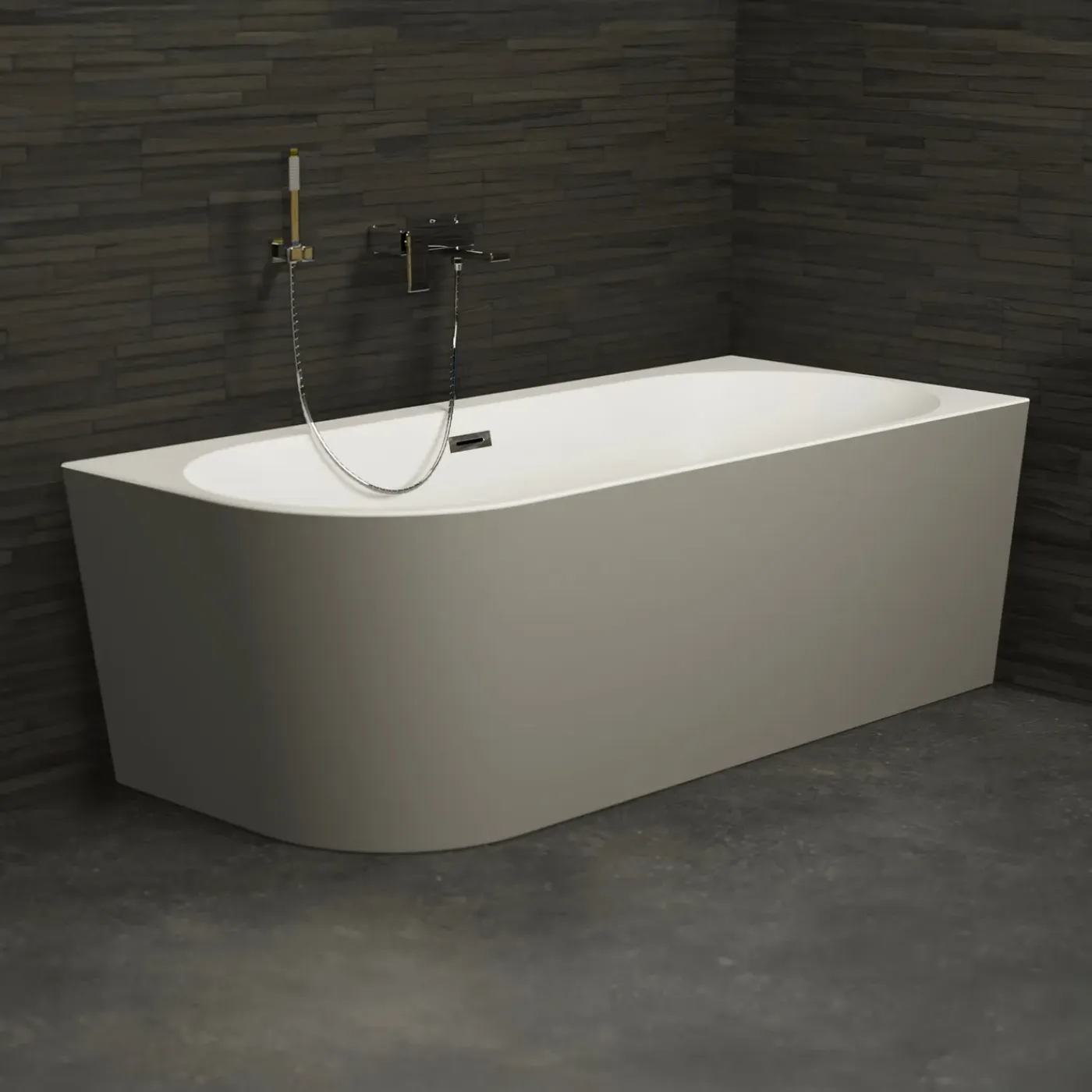 Spalina Paris Spalina - Vrijstaand Bad - Capri 160 Droite Grise 160 X76 X58 Cm - Grijs