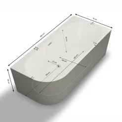 Spalina Paris Spalina - Vrijstaand Bad - Capri 160 Droite Grise 160 X76 X58 Cm - Grijs