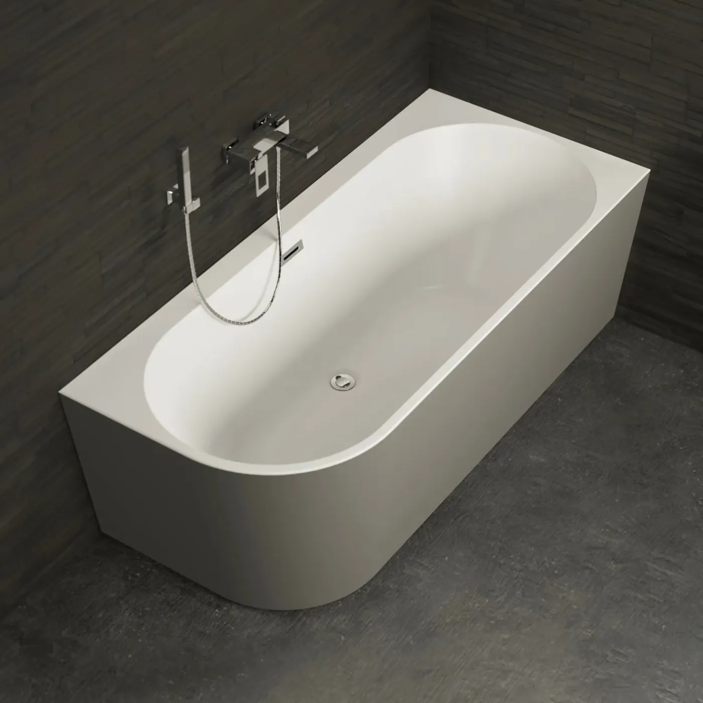 Spalina Paris Spalina - Vrijstaand Bad - Capri 160 Droite Grise 160 X76 X58 Cm - Grijs