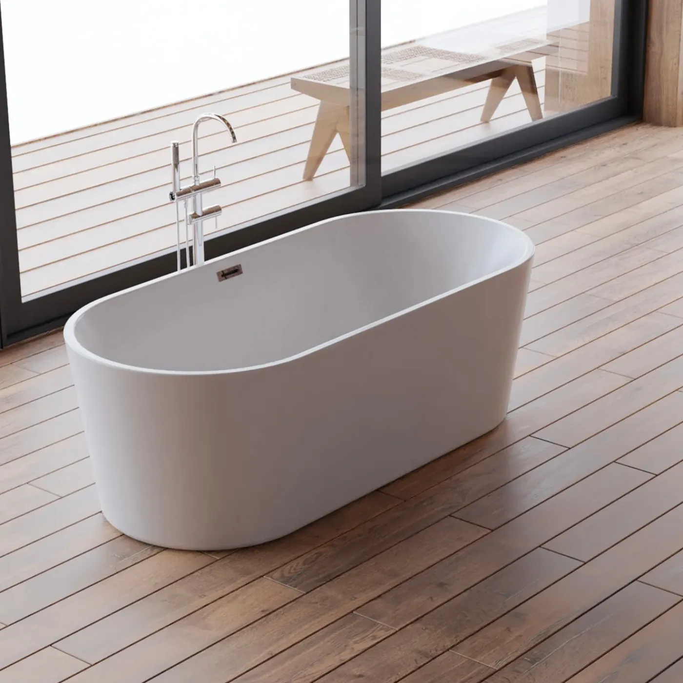 Spalina Paris Spalina - Vrijstaand Bad - Jade 170 Blanche 170 X80 X58 Cm - Wit