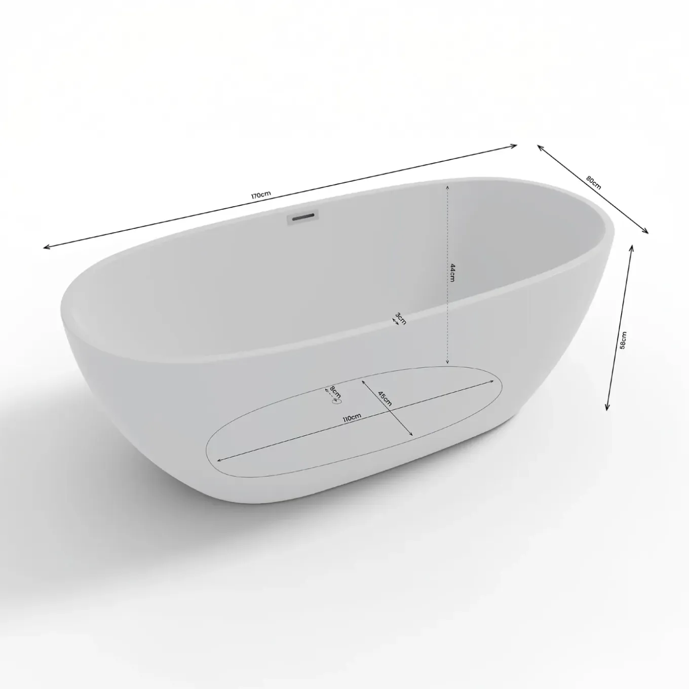 Spalina - Vrijstaand Bad - Samba 170 Blanche 170 X79 X58 Cm - Blanche