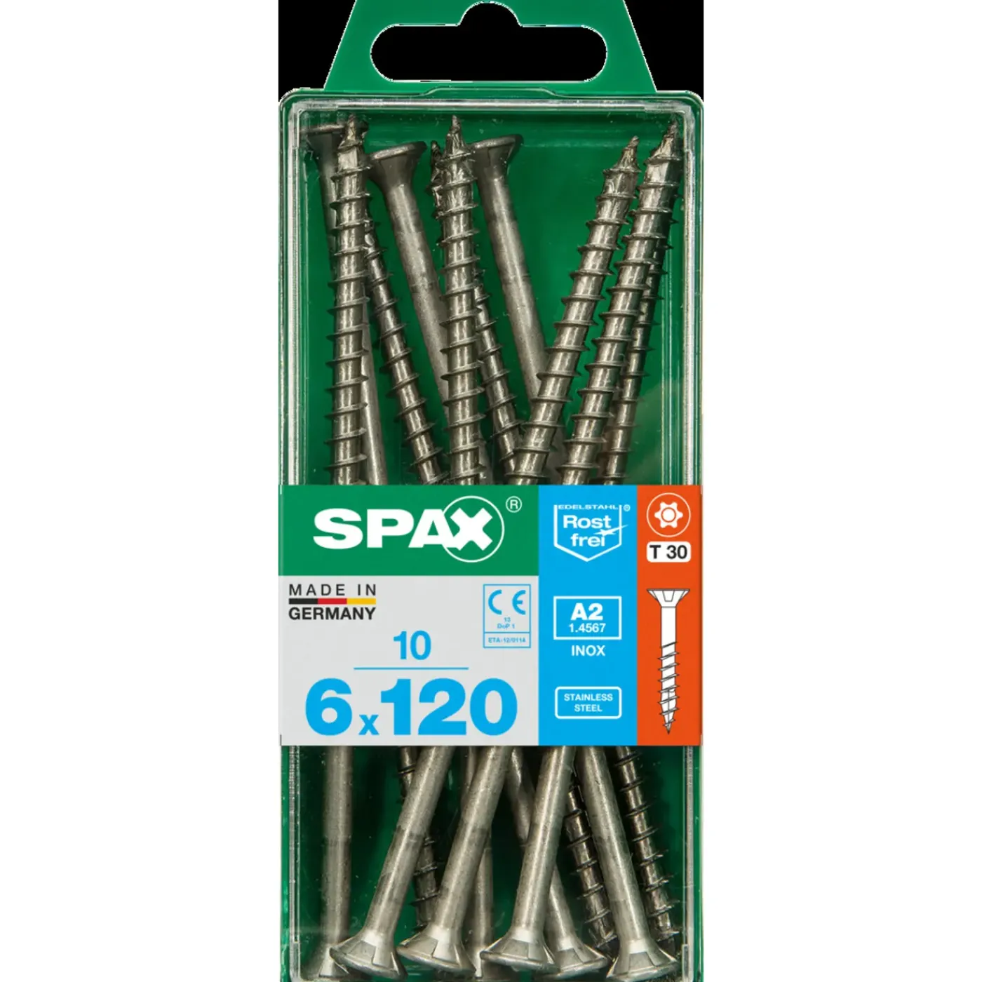 Spax Universele Schroef T-Star RVS Verzonken Kop Torx T30 - 6x120mm - 10 stuks