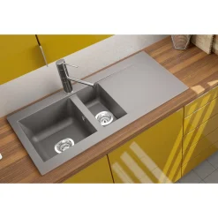 Spoelbak Einna 1,5 bak 100x50x20cm composiet betongrijs