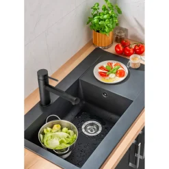 Spoelbak Einna 1 XL bak 86x50x20cm composiet zwart