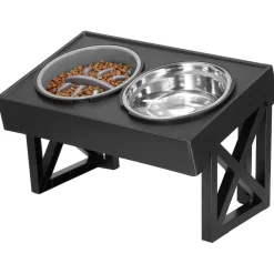 Springos Voerbak | Dubbel | Metalen | 3 Hoogte Niveaus | Vertragend