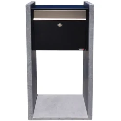 VASP Staande Brievenbus Antwerpen - Natuursteen en Staal - Zwart - 42x100x18cm