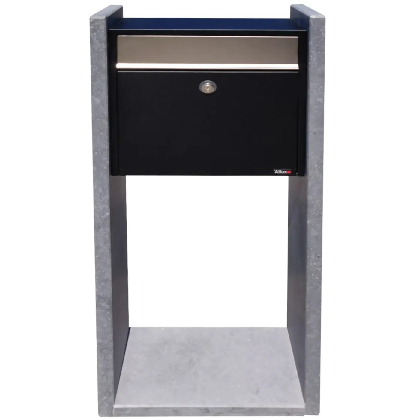 VASP Staande Brievenbus Antwerpen - Natuursteen en Staal - Zwart - 42x100x18cm