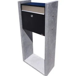 VASP Staande Brievenbus Antwerpen - Natuursteen en Staal - Zwart - 42x100x18cm