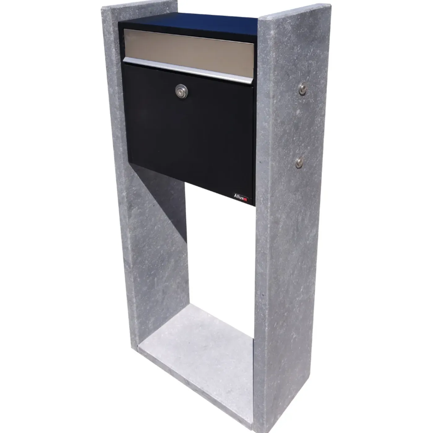 VASP Staande Brievenbus Antwerpen - Natuursteen en Staal - Zwart - 42x100x18cm