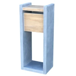 VASP Staande Brievenbus Madrid Plus Woodlook - Keramiek en Natuursteen - Blauwe Hardsteen - 45x105x32cm