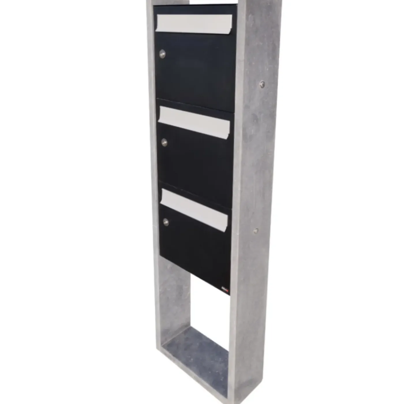 VASP Staande Brievenbus Palermo Triple - Natuursteen en Staal - Zwart, Blauw en Grijs - 46x162x18cm