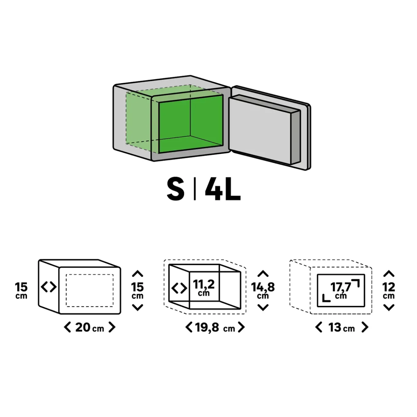 Standers Elektronische Kluis XS 4L - Met Elektronisch Codeslot - Wandmontage - 20x15x15cm
