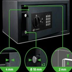 STANDERS Elektronische kluis 28L - met elektronisch codeslot - met uitneembaar legplankje - 46x25x37cm