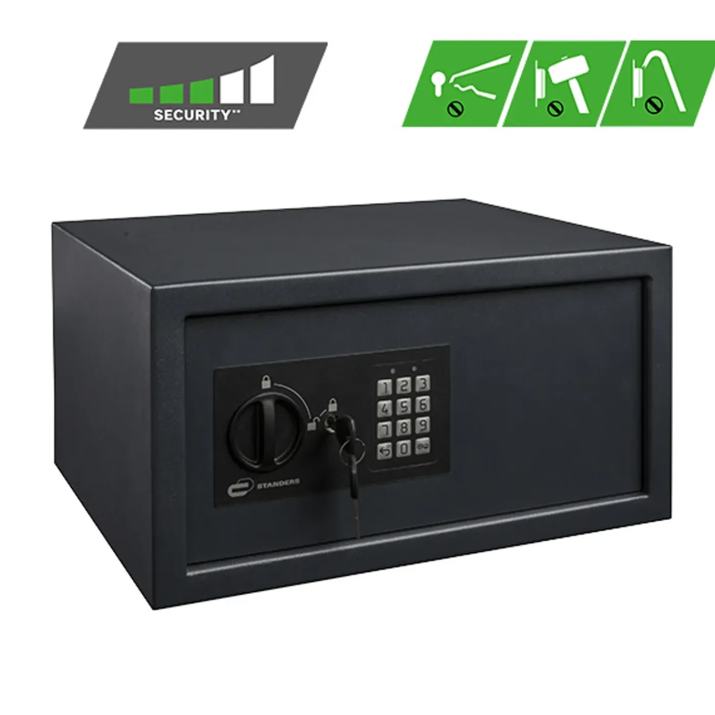 STANDERS Elektronische kluis 28L - met elektronisch codeslot - met uitneembaar legplankje - 46x25x37cm