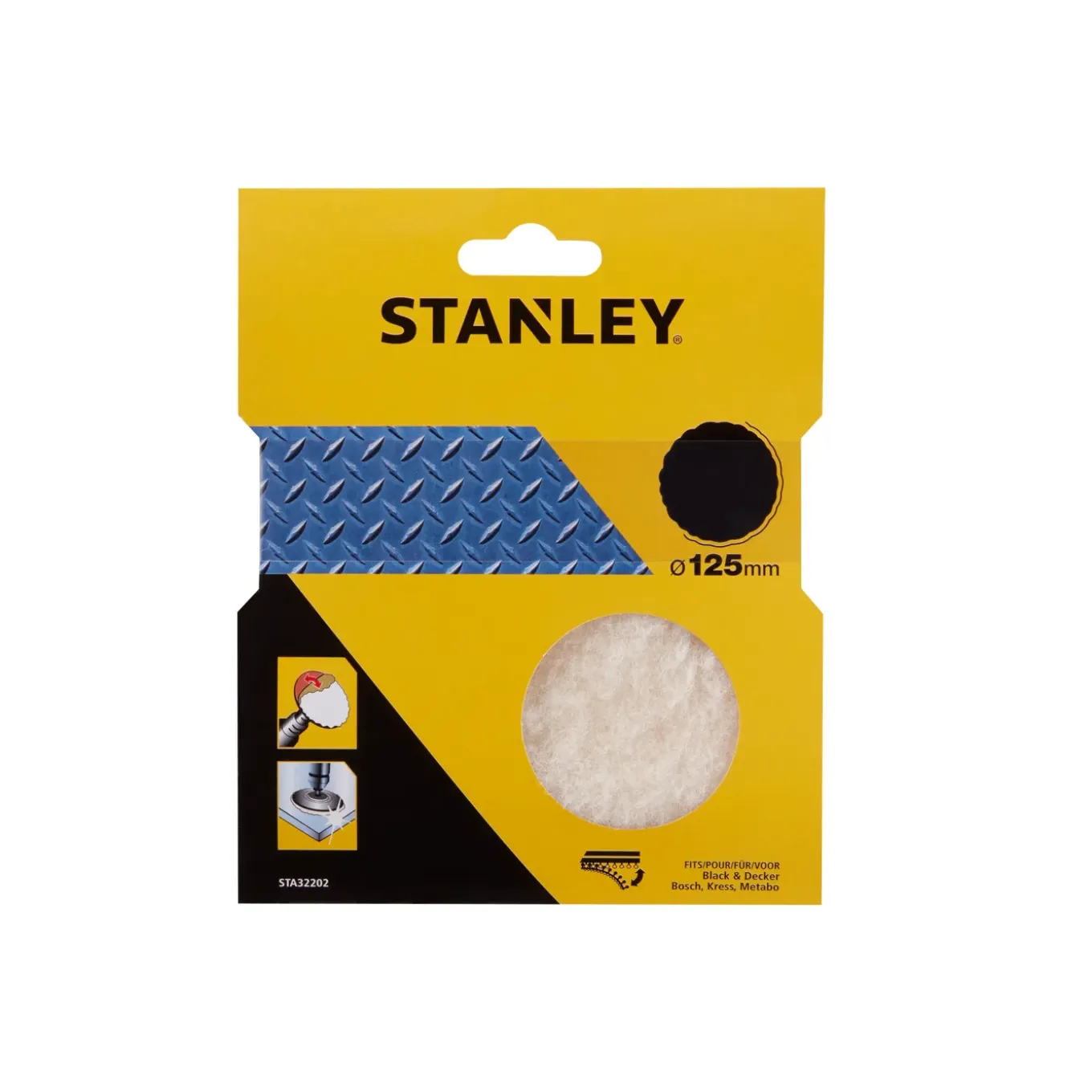Stanley polijstschijf met wol 125mm